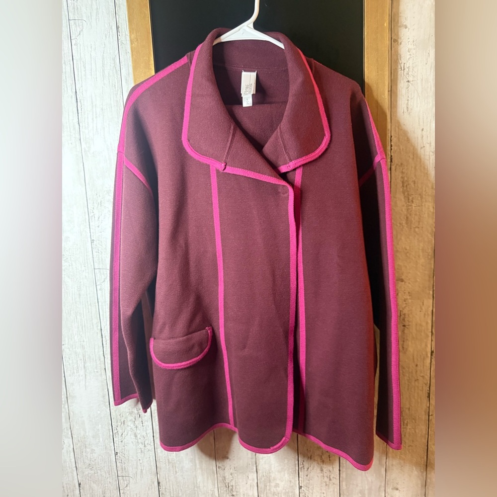 Marla Wynne Collection Purple/Pink Suit/Jacket L Midi Skirt M Stretch Suit